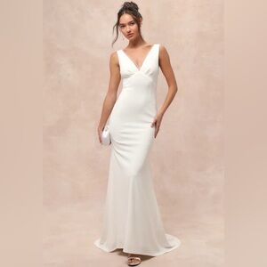 Lulus “Captivating Promise” Mermaid Wedding Maxi Dress, Large